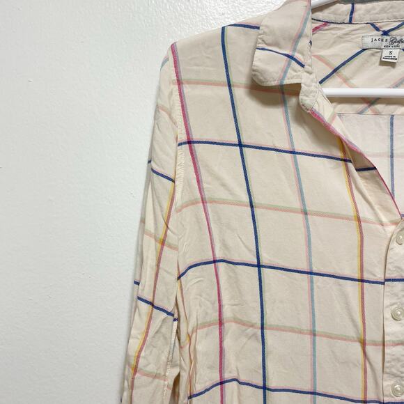 Jach's Girlfriend Cream Multicolor Checkered Buttondown - Picture 3 of 8